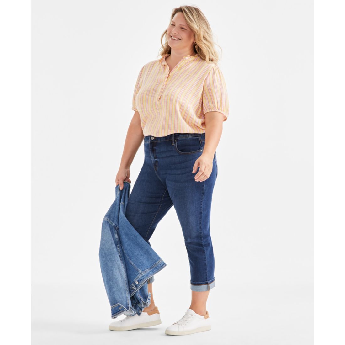 Style & Co Plus Size Mid-Rise Curvy Capri Jeans, Exclusively at Macy's
