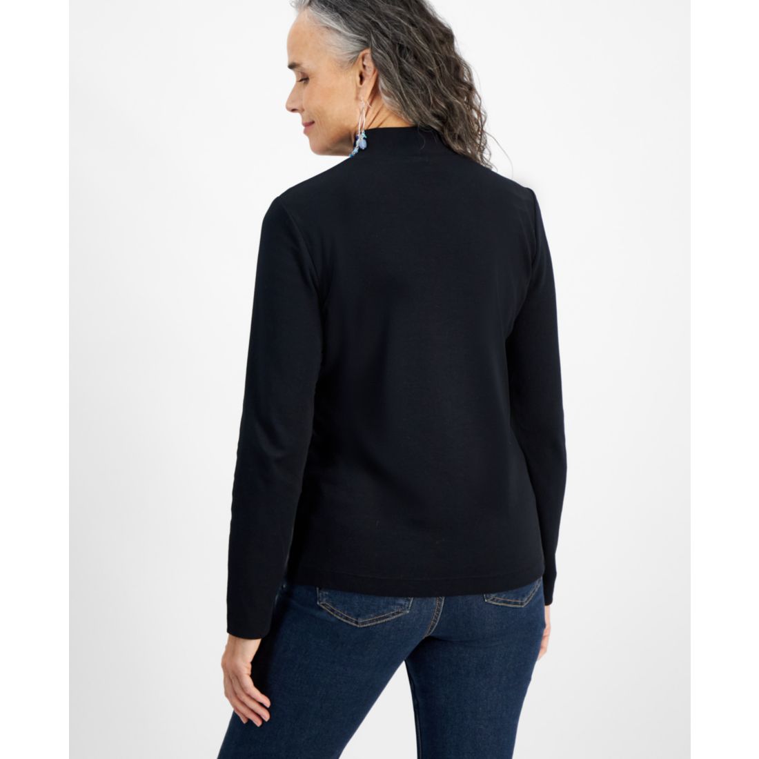 Style & Co Women's Cotton Mock-Neck Long-Sleeve Tee, Created for Macy's