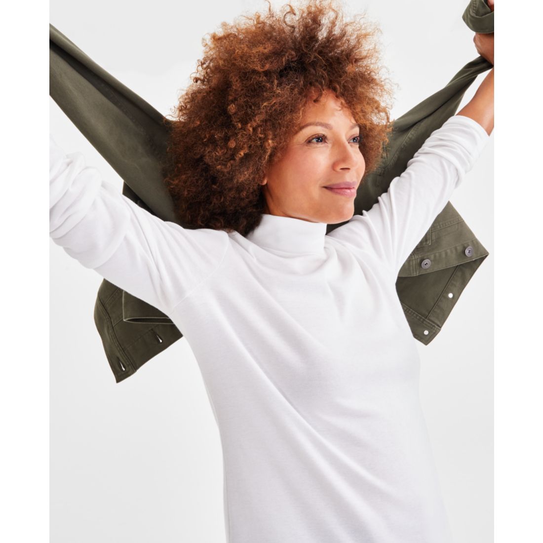 Style & Co Women's Cotton Mock-Neck Long-Sleeve Tee, Created for Macy's