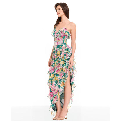 Dress the Population Women's Josefina Printed Ruffle-Trim Dress