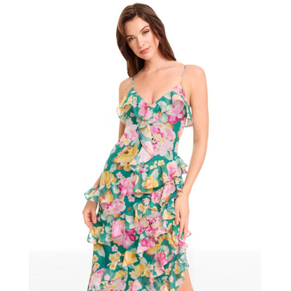 Dress the Population Women's Josefina Printed Ruffle-Trim Dress