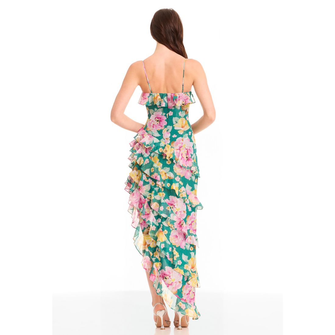 Dress the Population Women's Josefina Printed Ruffle-Trim Dress