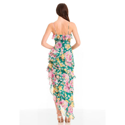 Dress the Population Women's Josefina Printed Ruffle-Trim Dress