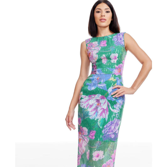 Dress the Population Women's Claudette Floral-Print Sequin Dress