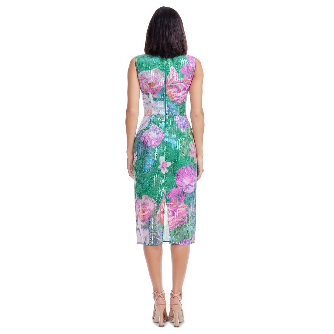 Dress the Population Women's Claudette Floral-Print Sequin Dress