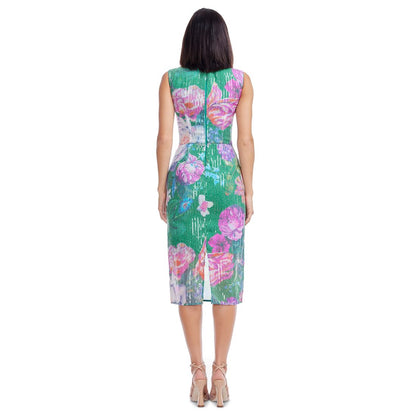 Dress the Population Women's Claudette Floral-Print Sequin Dress