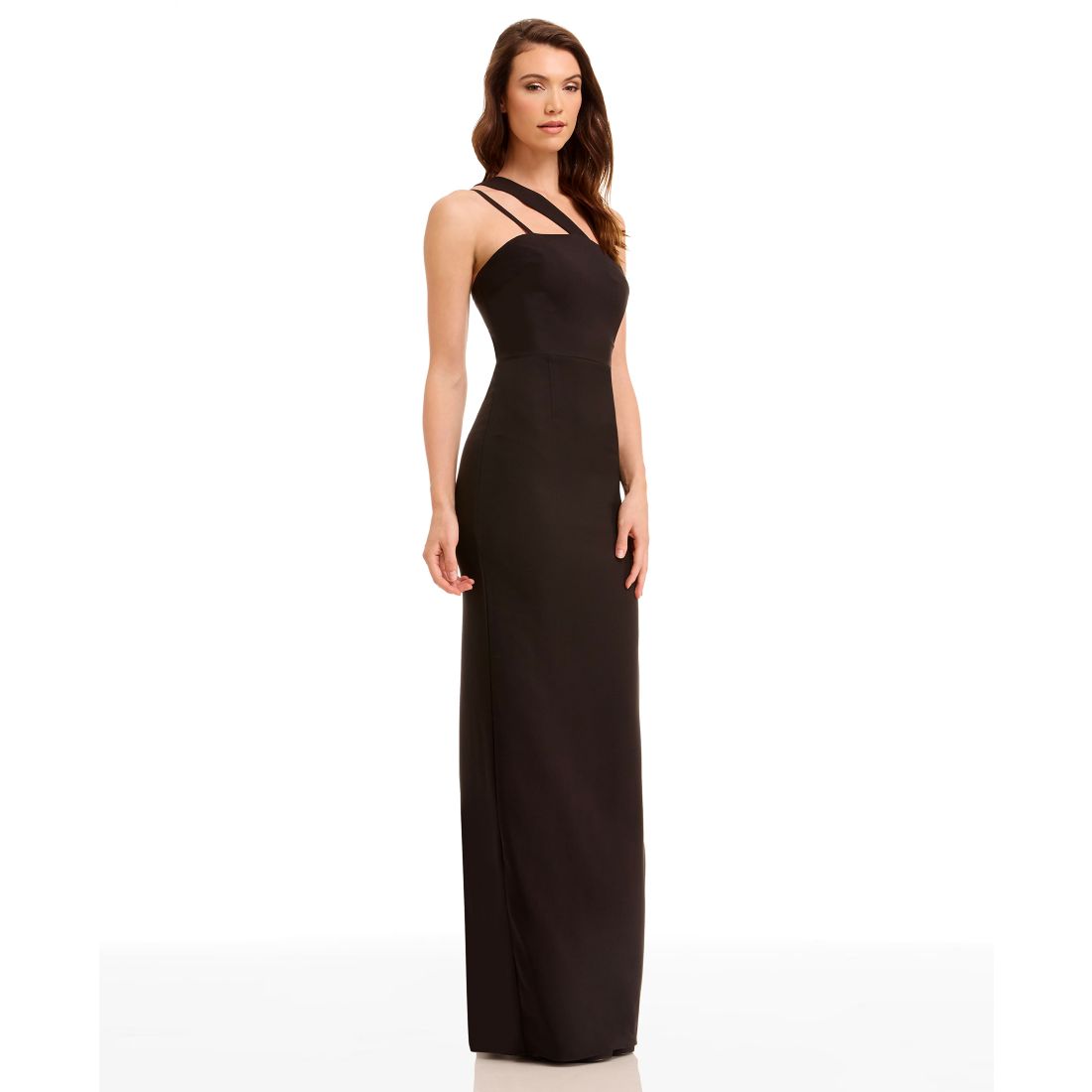 Dress the Population Women's Straight Neck Sheath Maxi Dress