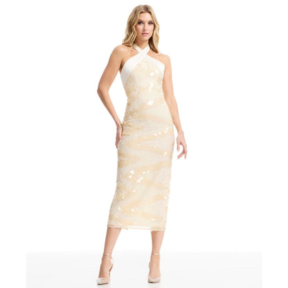 Dress the Population Women's Amani Halter Neck Sheath Dress
