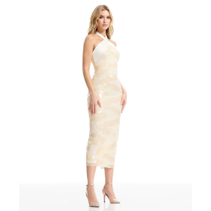 Dress the Population Women's Amani Halter Neck Sheath Dress