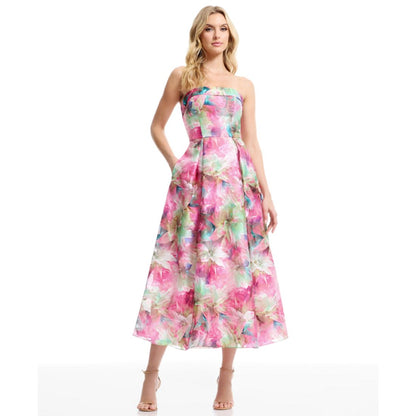 Dress the Population Women's Mika Strapless Floral Dress