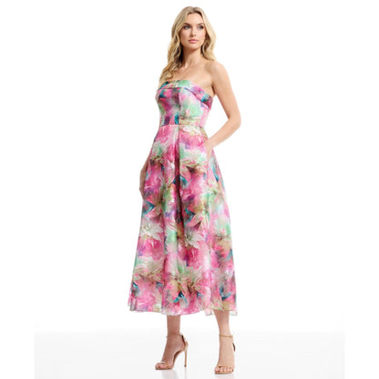 Dress the Population Women's Mika Strapless Floral Dress