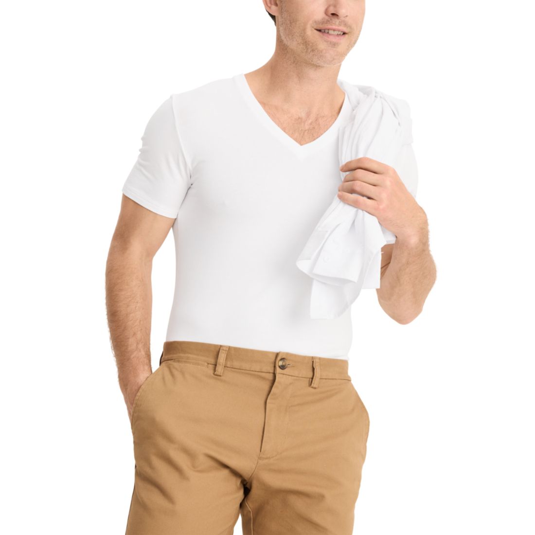 Jockey Men's Smooth Fit Stretch V-Neck T-Shirts, Pack of 3