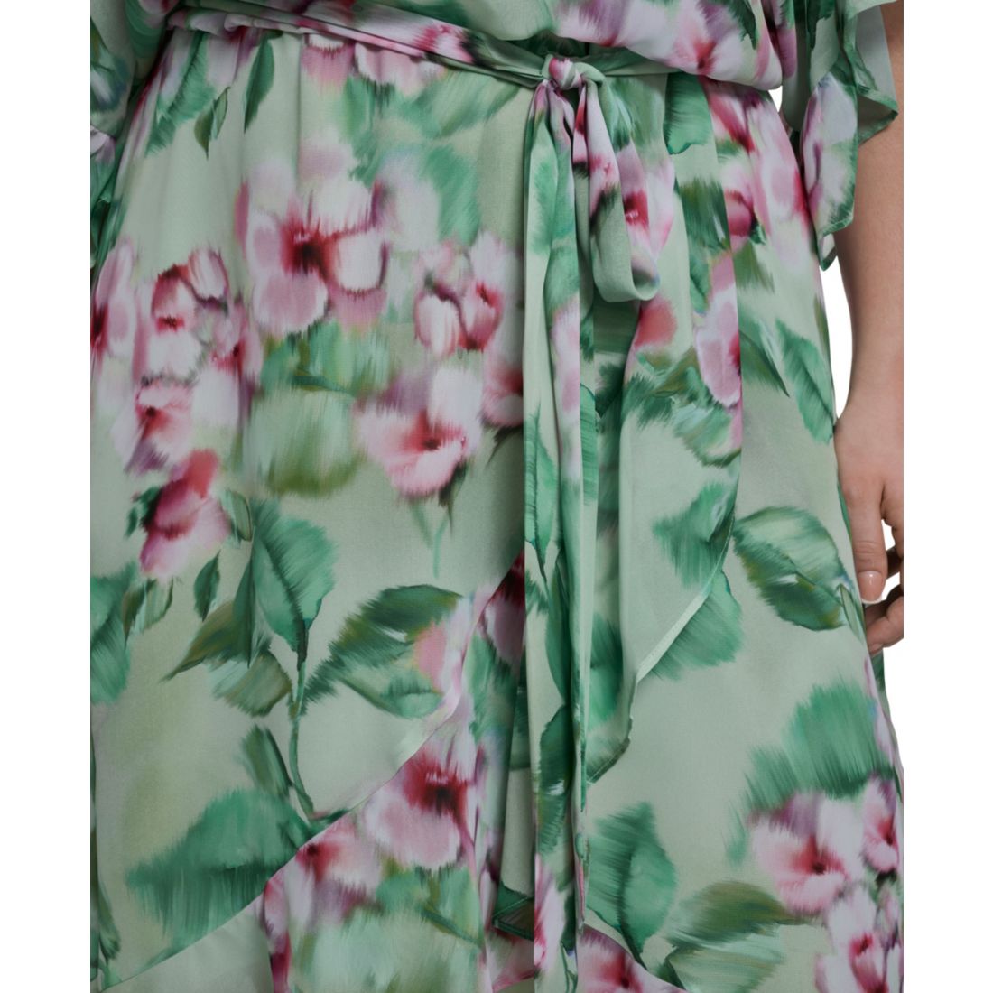 Jessica Howard Plus Size Boat Neck Ruffle-Sleeve Dress
