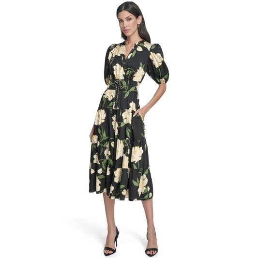 Vince Camuto Women's Printed Puff-Sleeve Midi Dress