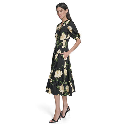 Vince Camuto Women's Printed Puff-Sleeve Midi Dress