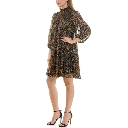 Taylor Women's Mock Neck Tiered A-Line Dress