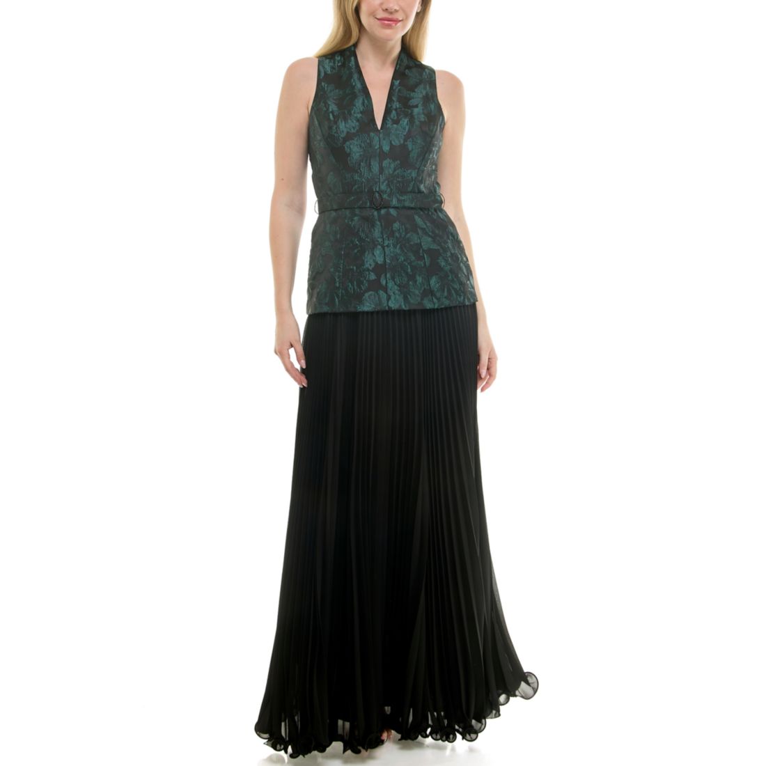 Taylor Women's V-Neck Pleat Detail Dress