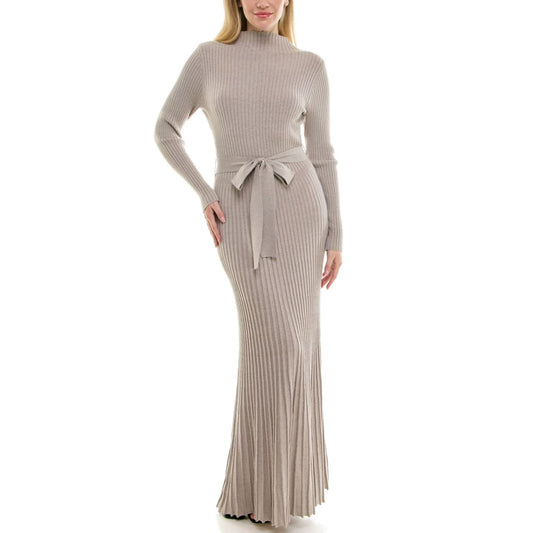 Taylor Women's Belted Mock Neck Sweater Dress