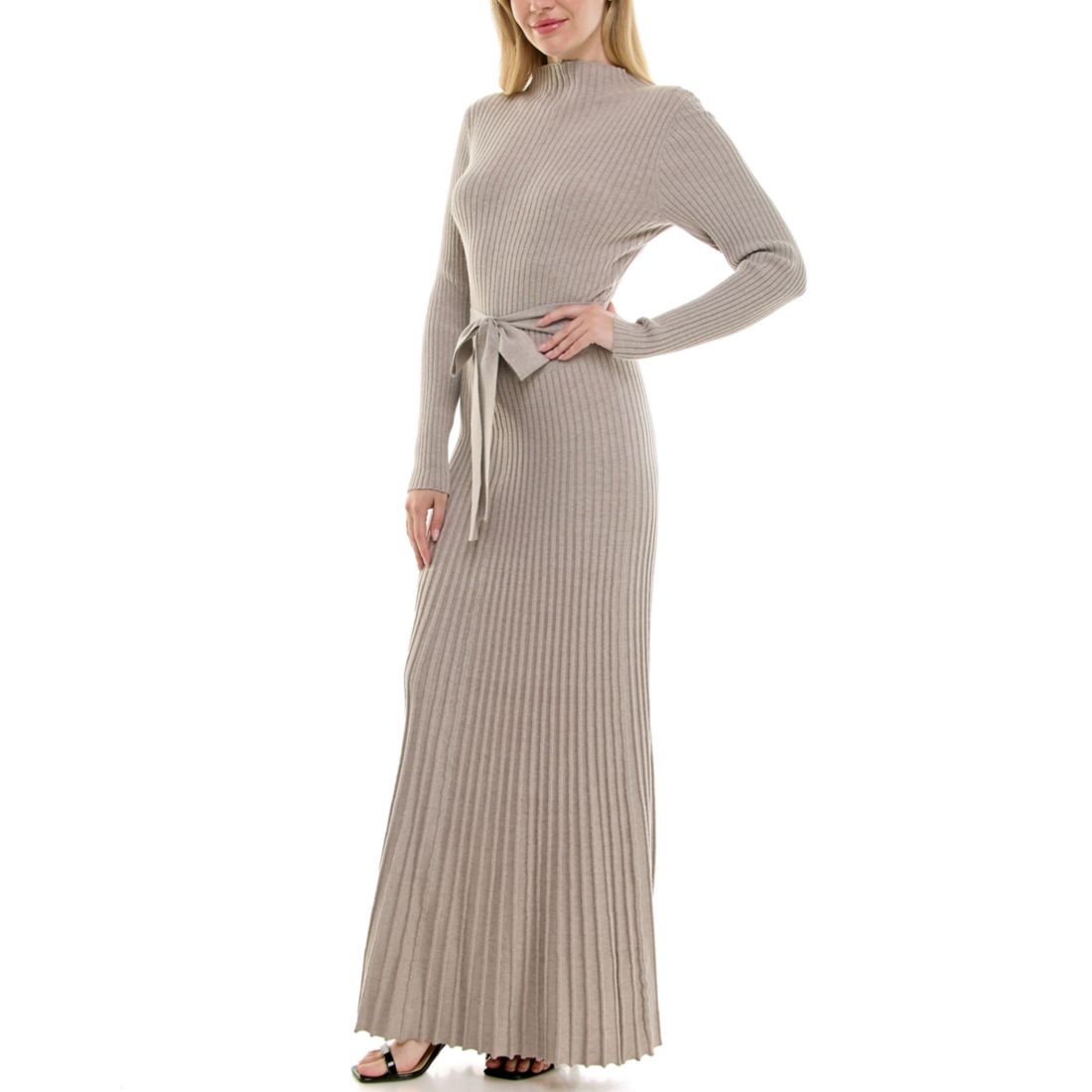 Taylor Women's Belted Mock Neck Sweater Dress