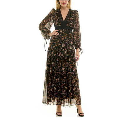 Taylor Women's Lace V-Neck Tiered Dress