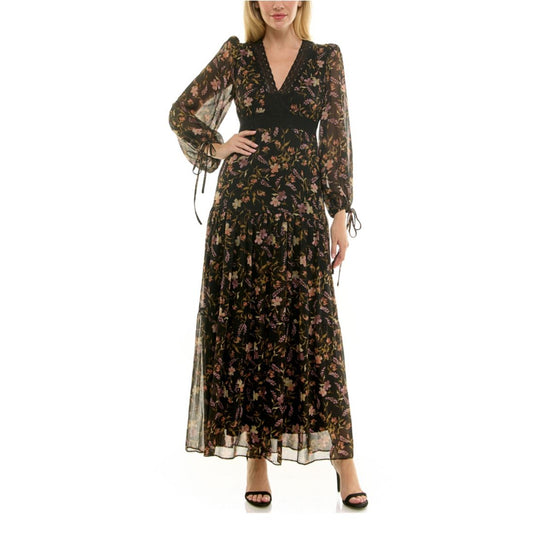 Taylor Women's Lace V-Neck Tiered Dress