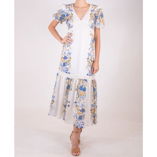 Taylor Women's Floral Puff-Sleeve Dress