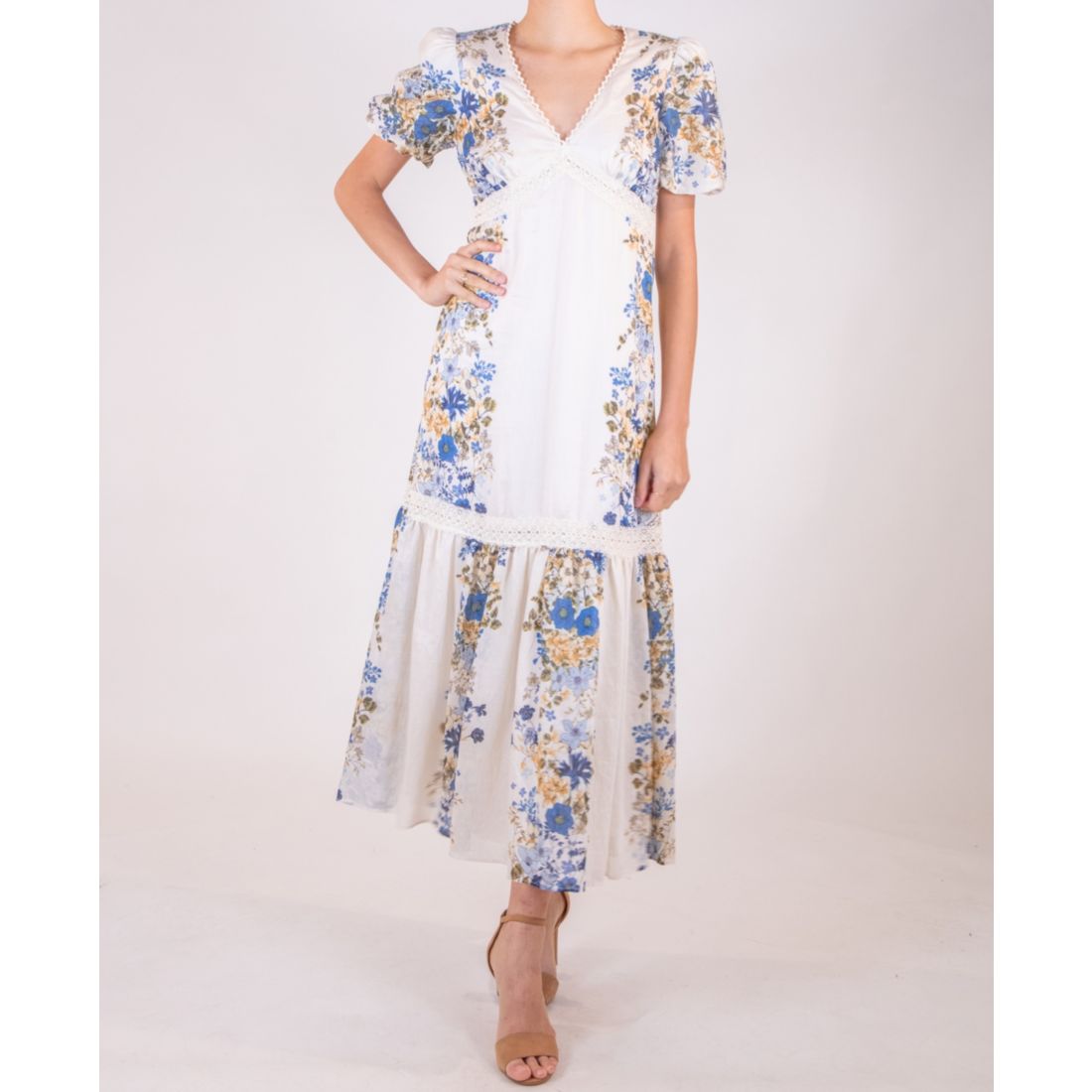 Taylor Women's Floral Puff-Sleeve Dress