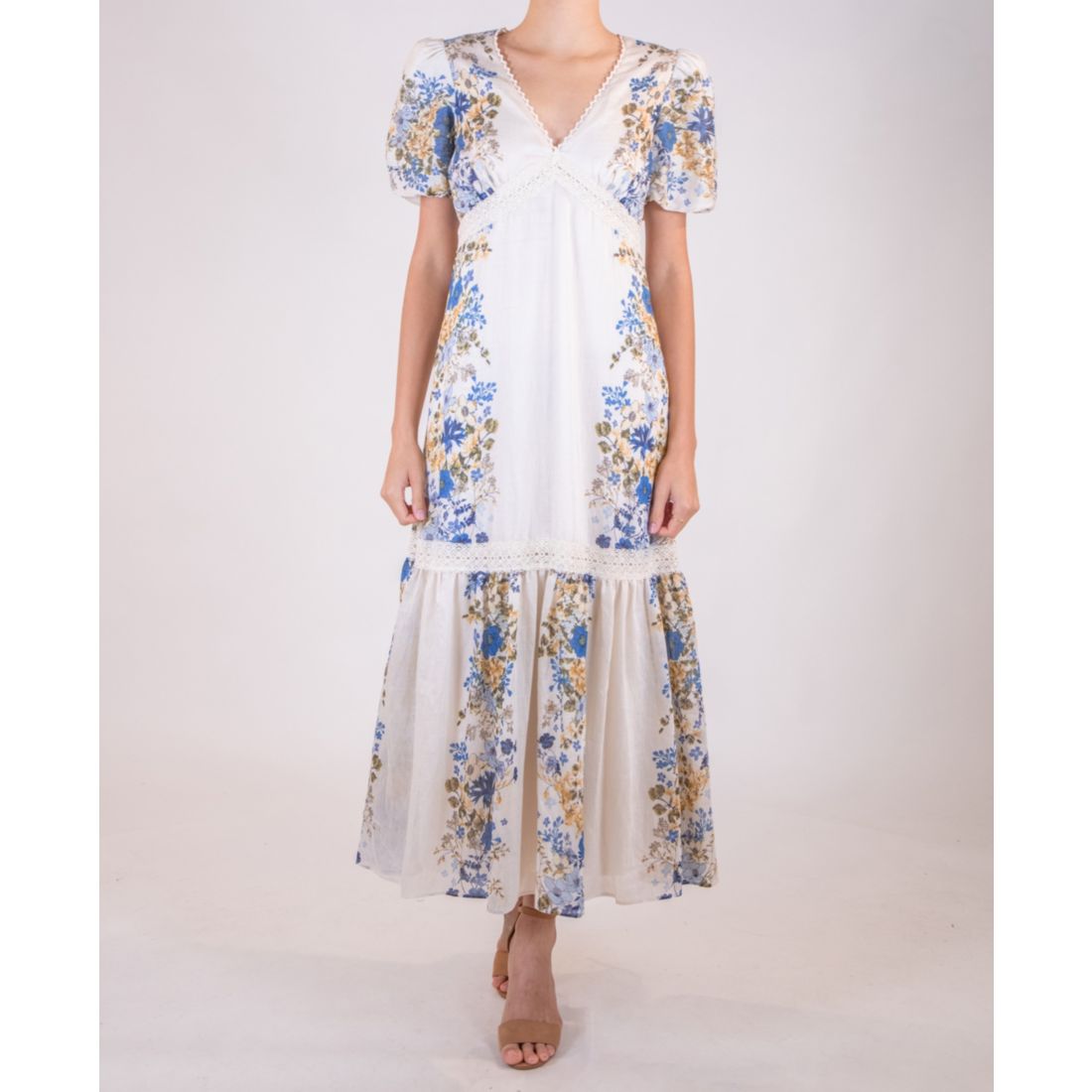 Taylor Women's Floral Puff-Sleeve Dress
