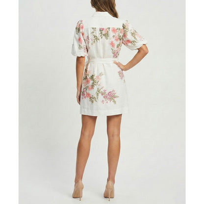 Taylor Women's Floral Puff-Sleeve Shirt Dress