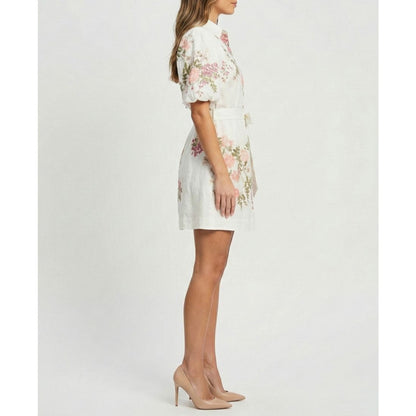 Taylor Women's Floral Puff-Sleeve Shirt Dress