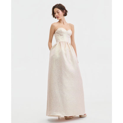 Violet Weekend Juniors' Sweetheart-Neck Metallic Gown