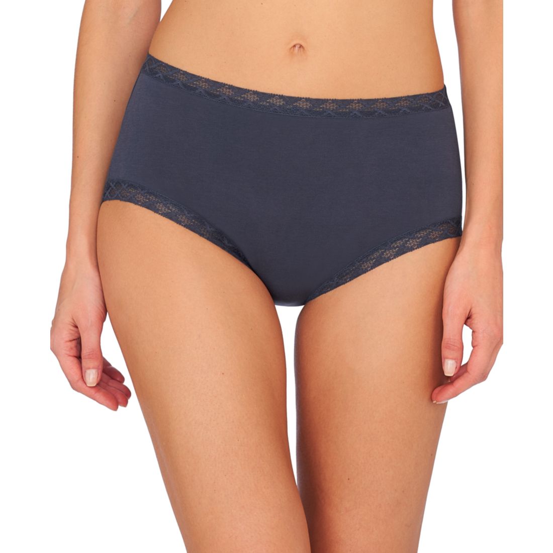 Natori Bliss Lace-Trim High Rise Cotton Brief 755058