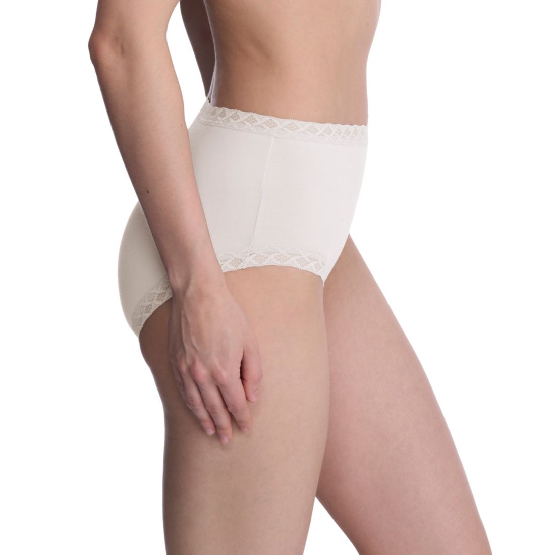 Natori Bliss Lace-Trim High Rise Cotton Brief 755058