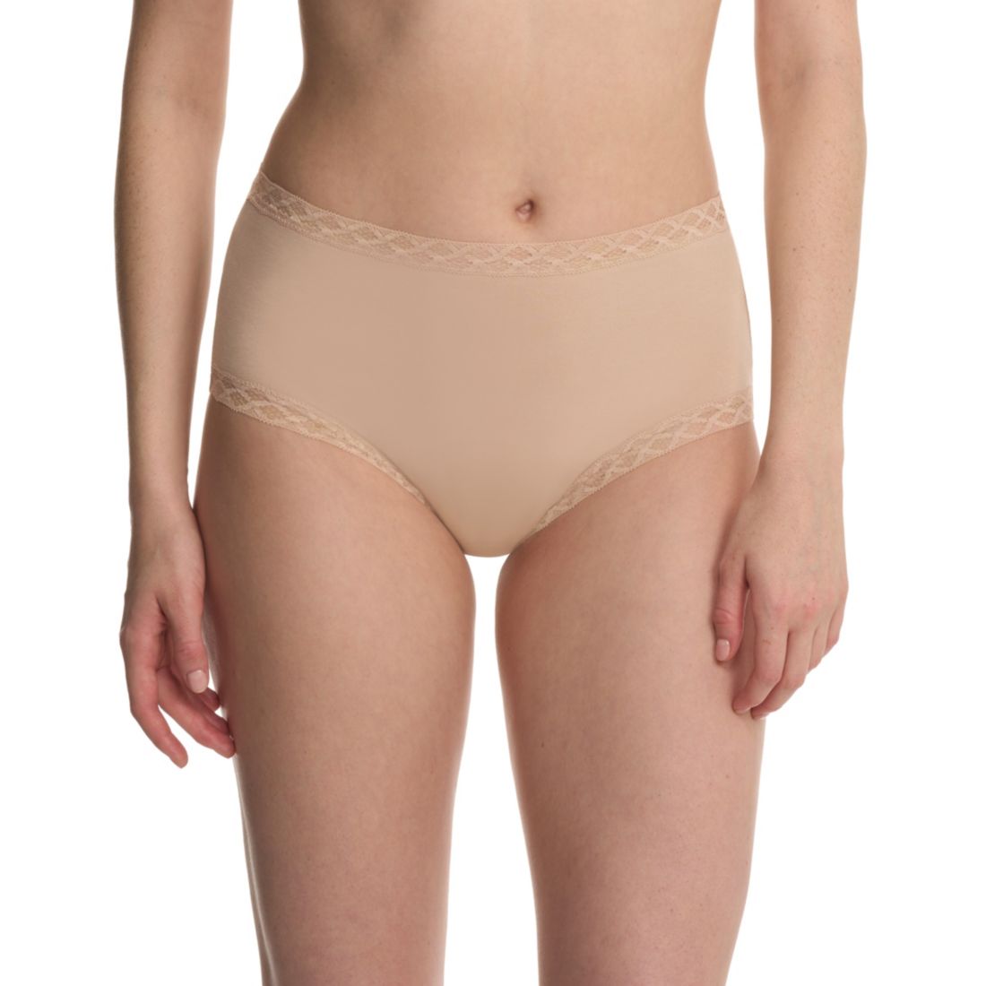 Natori Bliss Lace-Trim High Rise Cotton Brief 755058