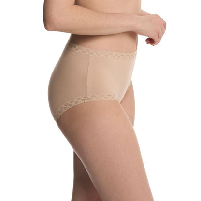 Natori Bliss Lace-Trim High Rise Cotton Brief 755058