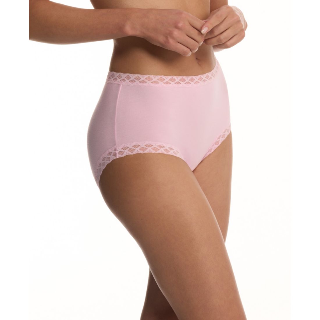 Natori Bliss Lace-Trim High Rise Cotton Brief 755058