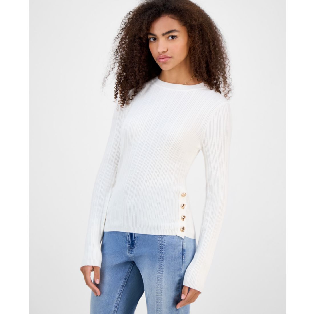 Hooked Up by Iot Juniors' Crewneck Long-Sleeve Sweater