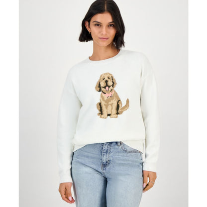 Hooked Up by Iot Juniors' Mossy Dog Intarsia-Knit Crewneck Sweater