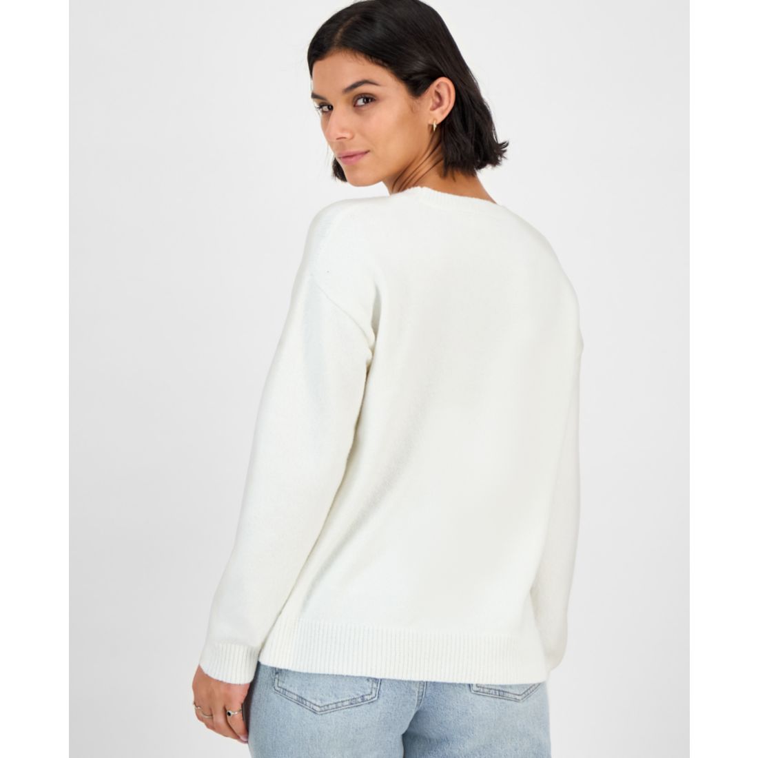 Hooked Up by Iot Juniors' Mossy Dog Intarsia-Knit Crewneck Sweater