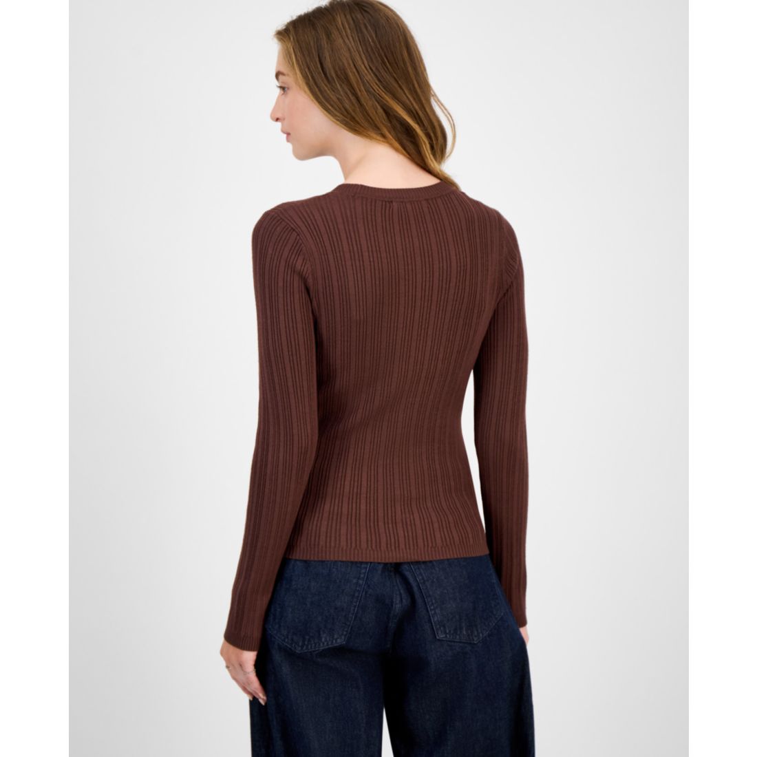 Hooked Up by Iot Juniors' Crewneck Long-Sleeve Sweater