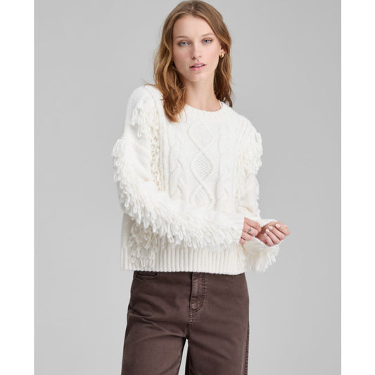 And Now This Women's Fringed Cable-Knit Crewneck Sweater, Macy's Exclusive