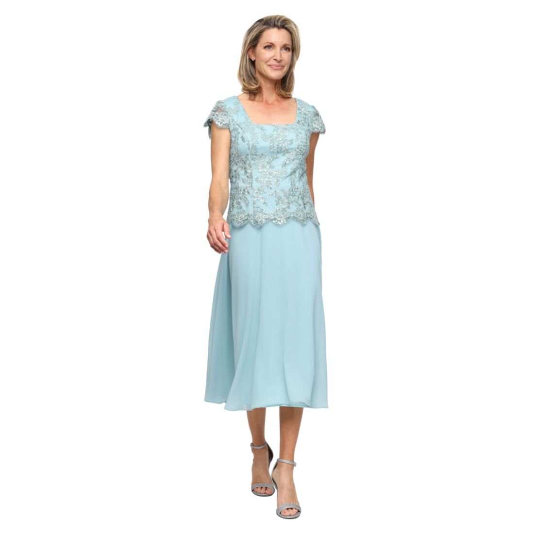Alex Evenings Petite Embroidered Tulle Midi Dress