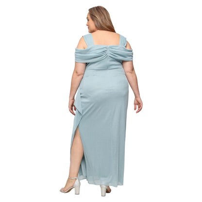 Alex Evenings Plus Size Draped Cold-Shoulder Dress