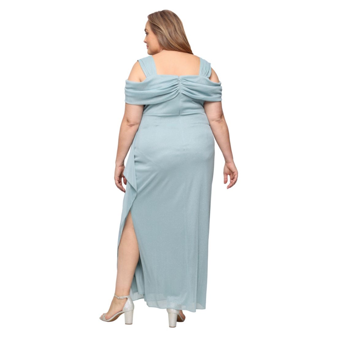 Alex Evenings Plus Size Draped Cold-Shoulder Dress