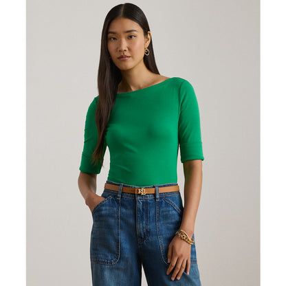 Lauren Ralph Lauren Petite Stretch Cotton Boatneck Tee
