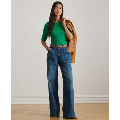 Lauren Ralph Lauren Petite Stretch Cotton Boatneck Tee