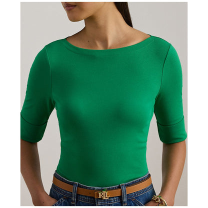 Lauren Ralph Lauren Petite Stretch Cotton Boatneck Tee