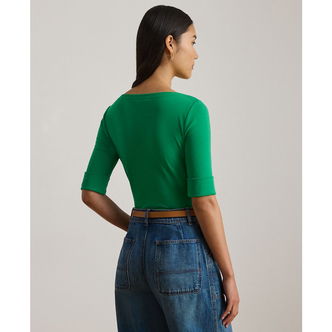 Lauren Ralph Lauren Petite Stretch Cotton Boatneck Tee