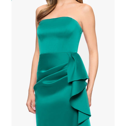 Betsy & Adam Women's Strapless Ruffle Detail Gown