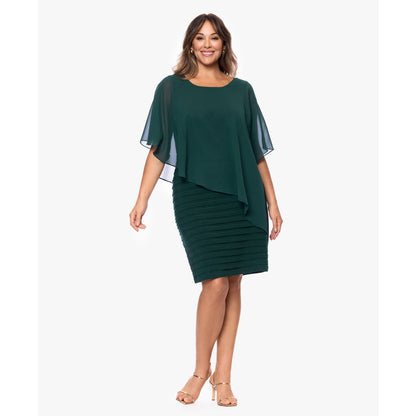 Betsy & Adam Plus Size Chiffon Capelet Sheath Dress